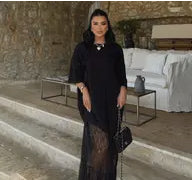 ChicGrace Oversized Lace Hem T-Shirt Dress