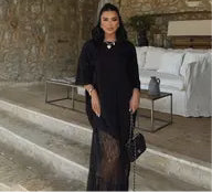 ChicGrace Oversized Lace Hem T-Shirt Dress