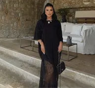 ChicGrace Oversized Lace Hem T-Shirt Dress