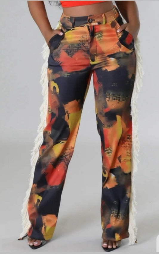 Chic Fringe Flow Pants