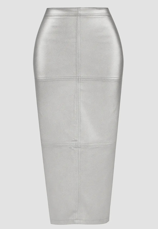 ChicLuxe Liquid Metal High-Waist Maxi Skirt