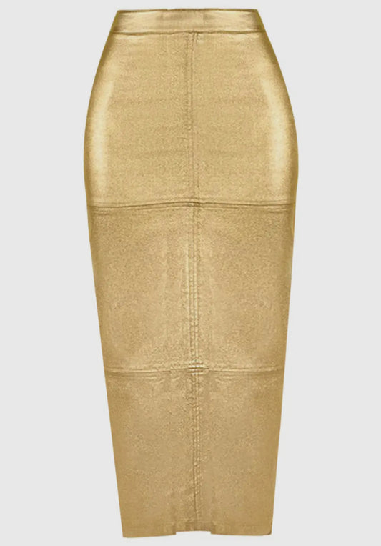 ChicLuxe Liquid Metal High-Waist Maxi Skirt