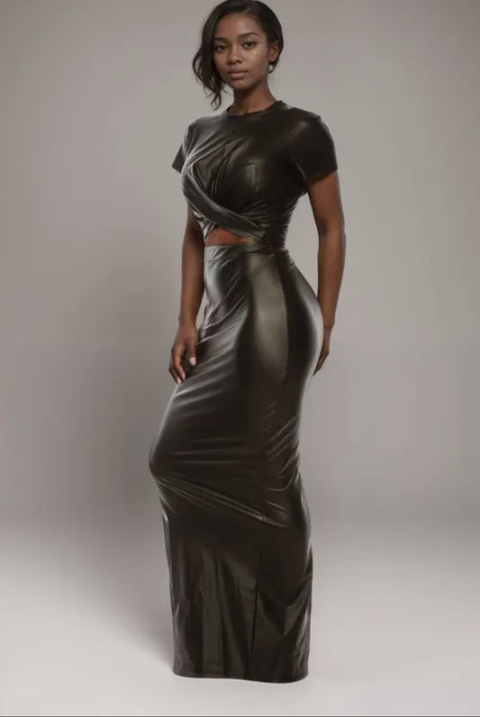 Chic Envy Faux Leather Two-Piece Set