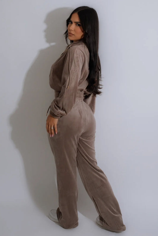 Velour Luxe Chic Zip-Up Track Suit