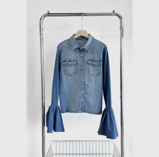 CHIC Bella Denim Bell Sleeve Shirt